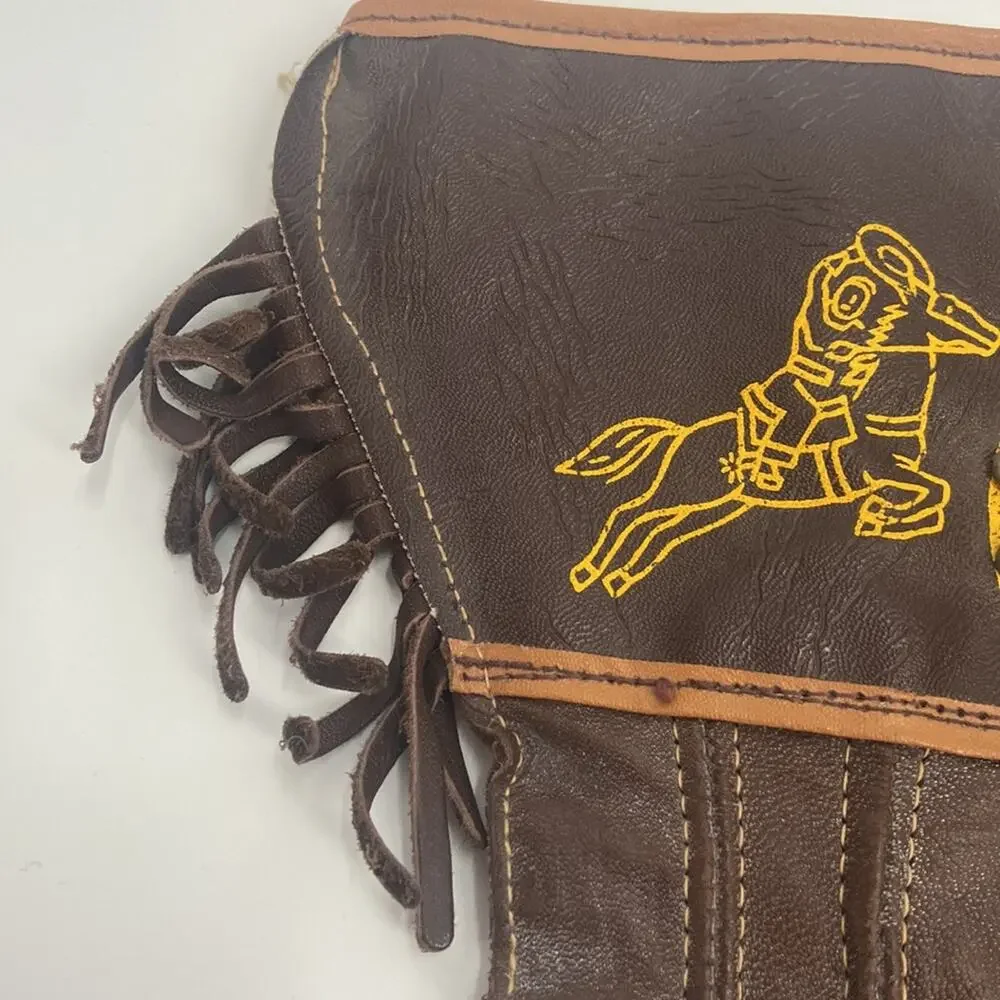 Vintage kids brown western fringe gloves